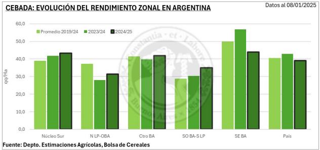 Cebada: el primer cultivo en terminar la cosecha 2024/25 cerró con un “empate” 2 cebada rindes